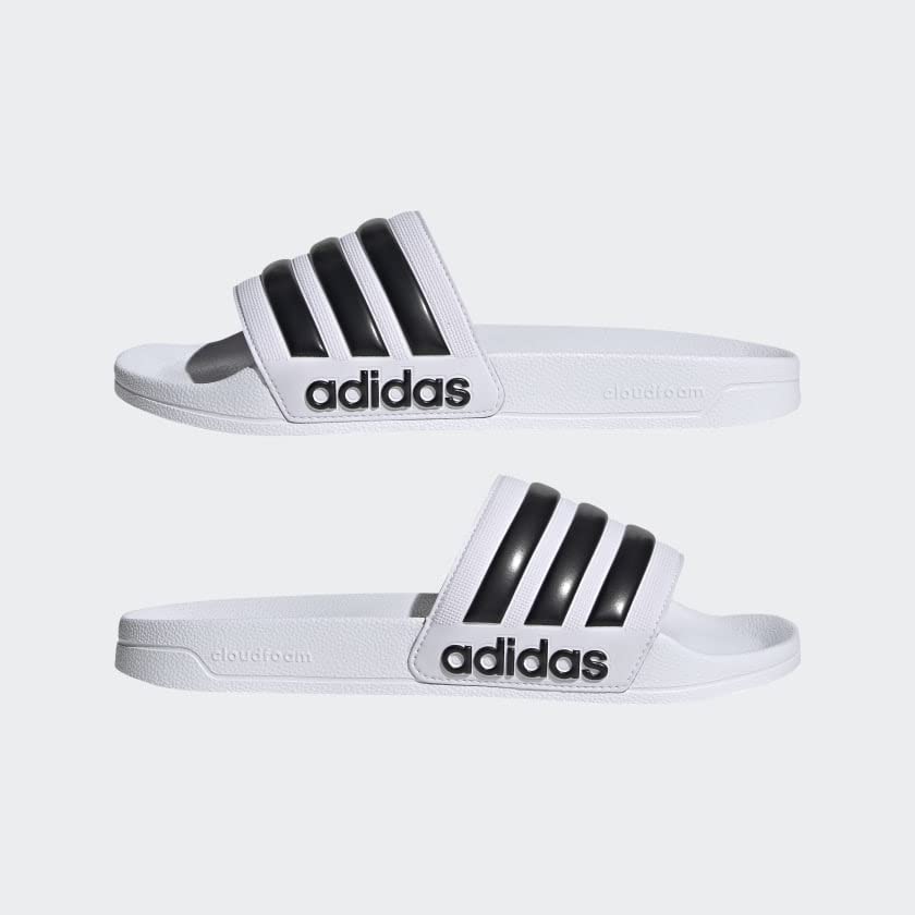 Adidas Unisex Slides - White & Black, Size 12