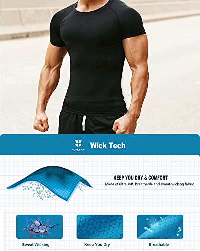 HOPLYNN 5-Pack Men's Compression Workout Shirts