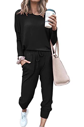 PRETTYGARDEN Women's Fall Tracksuit - Black Medium
