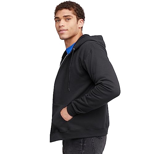 Eco-Friendly Men's Full-Zip Athletic Hoodie - Black