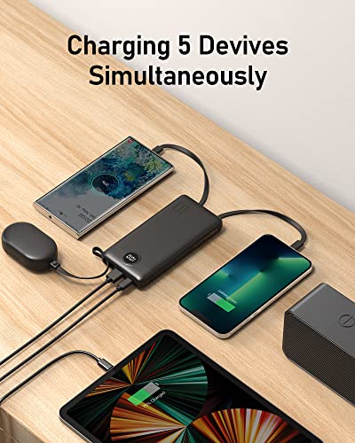 VEEKTOMX 10000mAh Portable Charger with Built-in Cables