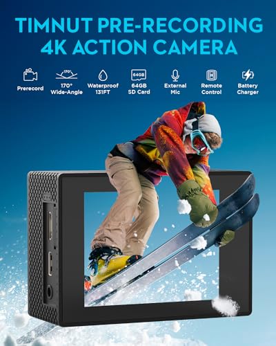 4K Waterproof Action Camera with 64GB SD Card