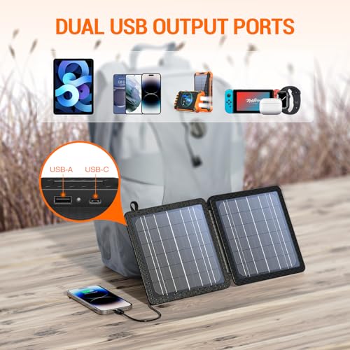 GOODaaa 10W Foldable Solar Charger with Dual USB Outputs