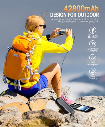 42800mAh Solar Power Bank with Flashlight