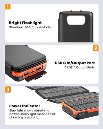 Hiluckey 27000mAh Solar Power Bank with Fast Charging
