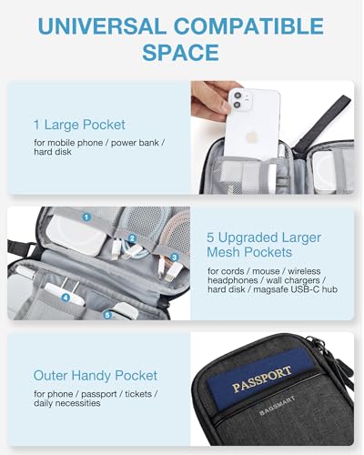 BAGSMART Black Travel Tech Organizer for Cables