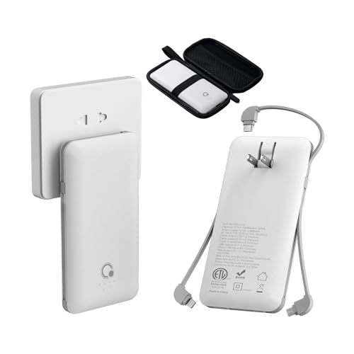 10,000mAh Slim Portable Charger with Built-in Plug