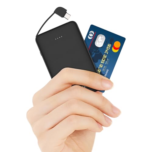 20W Slim Portable Charger with Built-in USB-C Cable