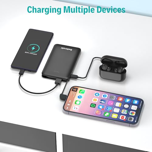 20W Slim Portable Charger with Built-in USB-C Cable
