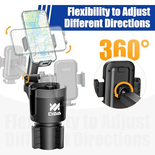 CYEVA 2-in-1 Cup Holder Phone Mount with Rotation