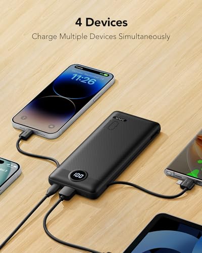10000mAh Portable Charger with Built-in Cables