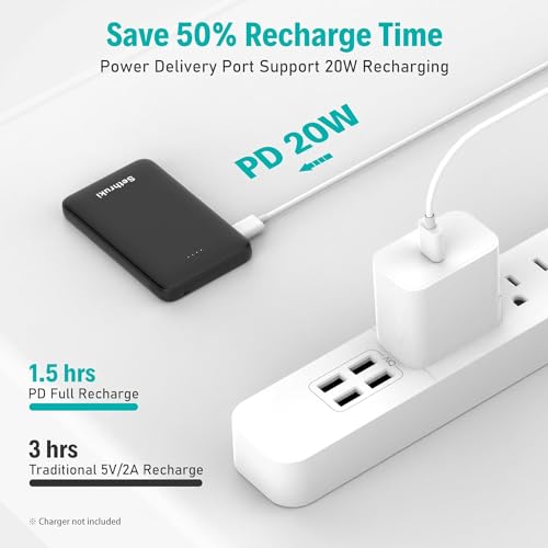 20W Slim Portable Charger with Built-in USB-C Cable