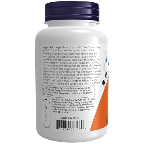 NOW Foods Taurine 1,000 mg, 100 Veg Capsules