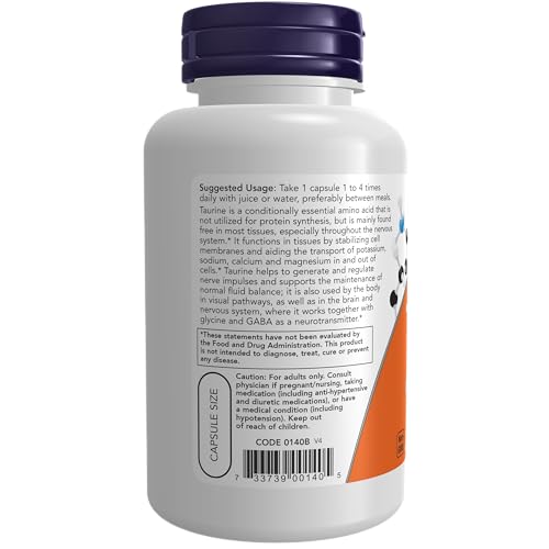 NOW Taurine 500 mg - Nervous System Support