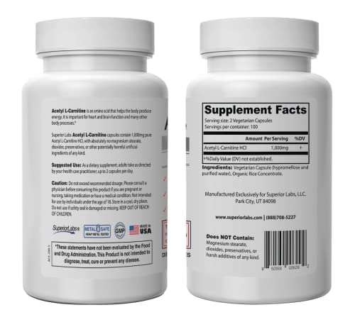 Superior Labs Acetyl L-Carnitine 1000mg - 200 Caps