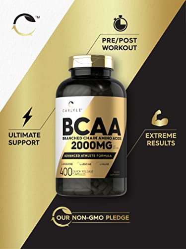 Carlyle BCAA Amino Acids 2000mg Capsules, Non-GMO