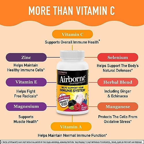 Airborne Chewable Vitamin C + Zinc - 116 Tablets