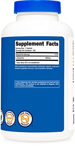 Nutricost L-Glutamine 800mg - 180 Capsules
