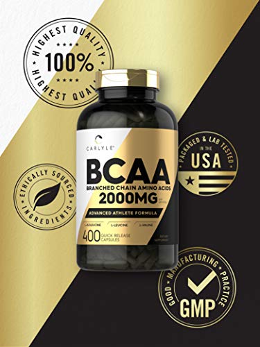 Carlyle BCAA Amino Acids 2000mg Capsules, Non-GMO