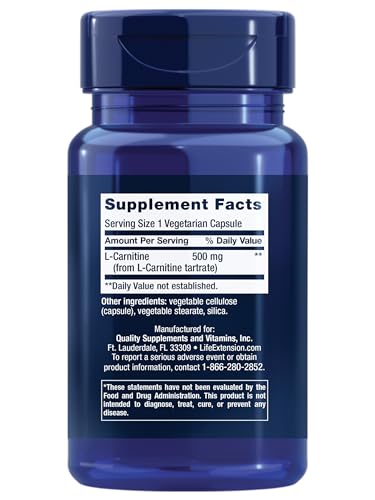 Life Extension L-Carnitine 500 mg Energy & Memory Support