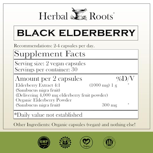 Max Strength Organic Black Elderberry Capsules - 4,300mg