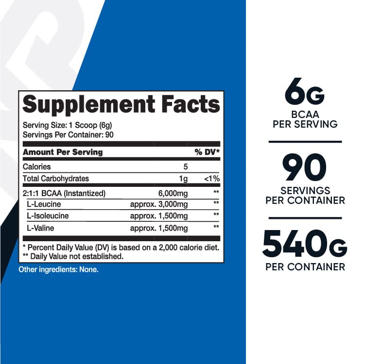 Nutricost Unflavored BCAA Powder 90 Servings 2:1:1
