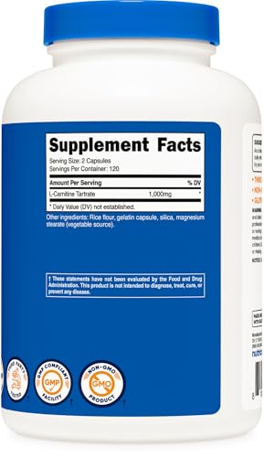 Nutricost L-Carnitine Tartrate 1,000mg, 240 Capsules