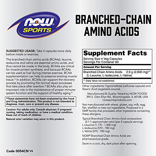 NOW Foods BCAA Complex with Leucine, 240 Veg Caps