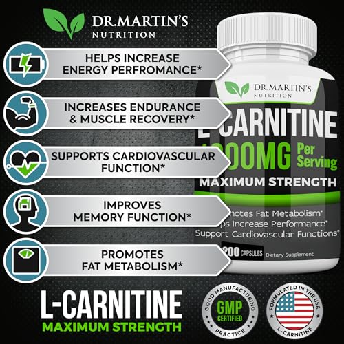 Extra Strength L-Carnitine 1000mg - 200 Capsules