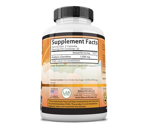 High Potency Acetyl L-Carnitine 1500 mg Veggie Capsules