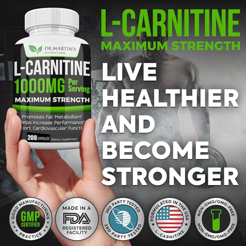 Extra Strength L-Carnitine 1000mg - 200 Capsules