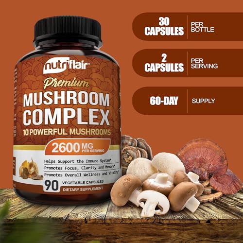 NutriFlair 10 Mushroom Nootropic Complex Capsules