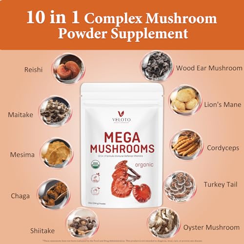 Organic Mega Mushroom Powder Blend, 10 in 1