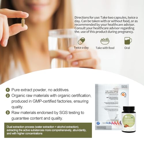 Organic 4-in-1 Mushroom Complex Supplement, 90 Caps