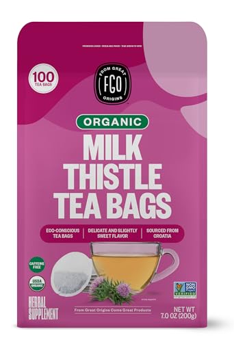 FGO Organic Milk Thistle Tea Bags - 100 Count