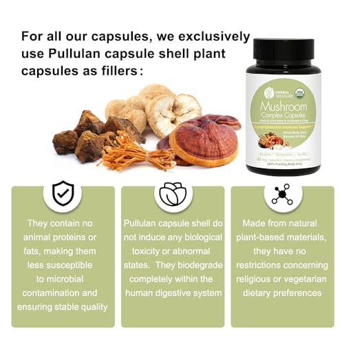 Organic 4-in-1 Mushroom Complex Supplement, 90 Caps