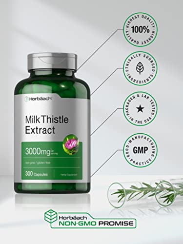 Horbäach Milk Thistle Extract 3000mg – 300 Capsules