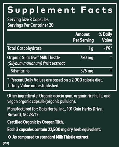 Gaia Herbs Milk Thistle Liver Support - 60 Capsules