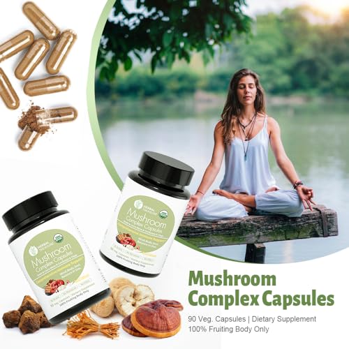 Organic 4-in-1 Mushroom Complex Supplement, 90 Caps