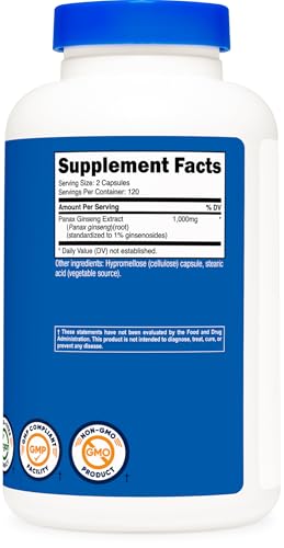 Nutricost Panax Ginseng 1000mg - 240 Capsules