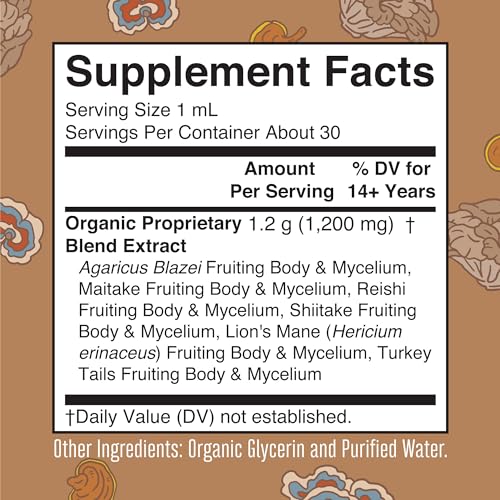 Organic Mushroom Complex Liquid Drops – Vegan Formula