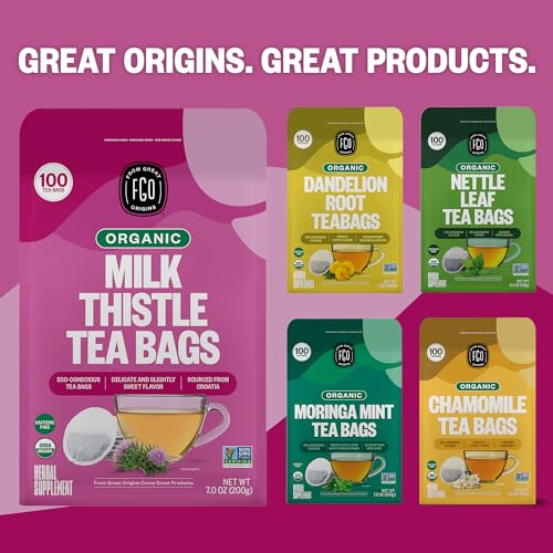 FGO Organic Milk Thistle Tea Bags - 100 Count