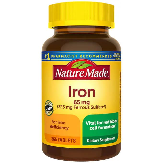 Nature Made 65 mg Iron Tablets for Blood Health