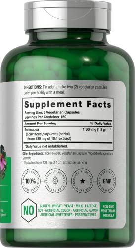 Echinacea Extract Capsules 1300mg | 300 Count Vegan
