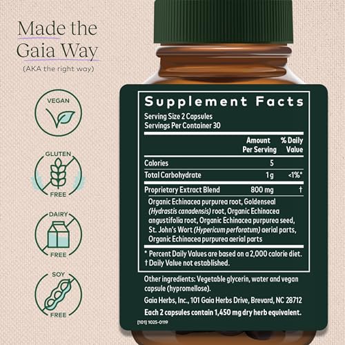 Gaia Herbs Echinacea Goldenseal Immune Support Capsules