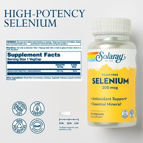 Solaray Yeast-Free Selenium 200mcg for Immune Support