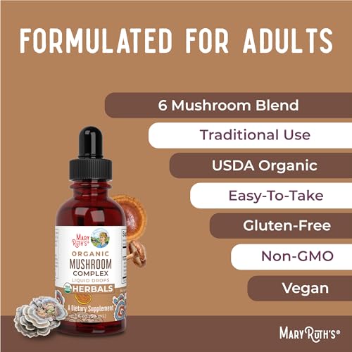 Organic Mushroom Complex Liquid Drops – Vegan Formula