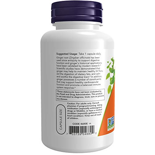 NOW Foods Ginger Root 550 mg Digestive Support Capsules