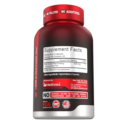 Korean Red Panax Ginseng 1500mg - Energy & Focus