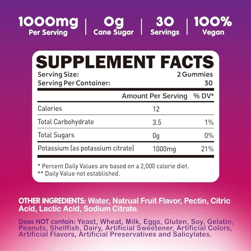 Potassium Citrate 1000mg Gummies for Muscle Health